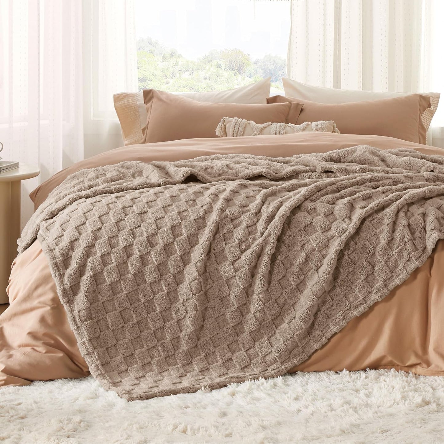 Bedsure GentleSoft King Size Blanket for Bed - Super Soft Cozy Blankets for Women Men Girls, Large Fuzzy Fleece Throw for Bedroom Decor, Light Taupe,108x90 Inches