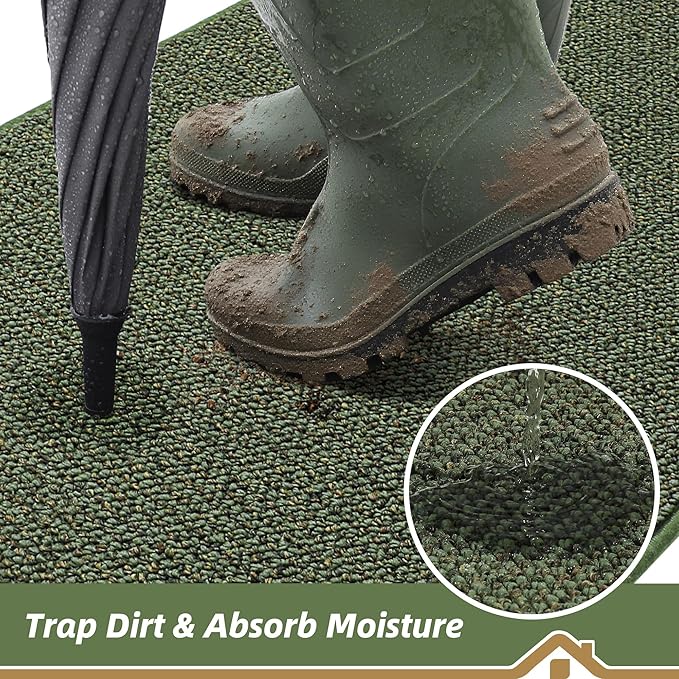 BEQHAUSE Dirt Trapper Door Mat 26" x 40" Half Circle Non Slip Rugs, Absorbent - Image 3