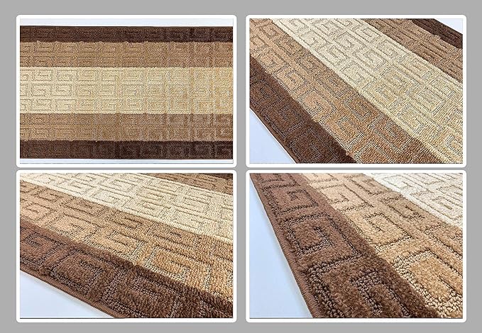 Custom Length Hallway Runner Rug, Slip Resistant, Meander Brown, 26 Inch X 11 - Image 6