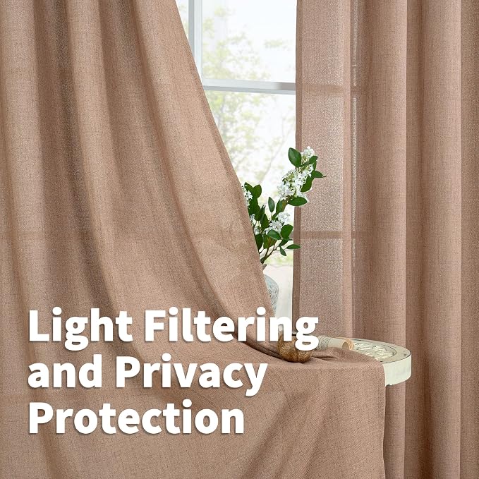 YoungsTex Linen Semi Sheer Curtains 42X40 Inch Length - Image 3
