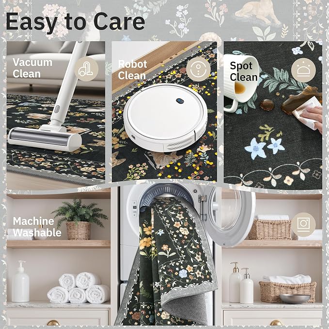 Soalmost Dog 6x9 Area Rugs for Living Room, Washable Animal Soft Rug Black | - Image 7