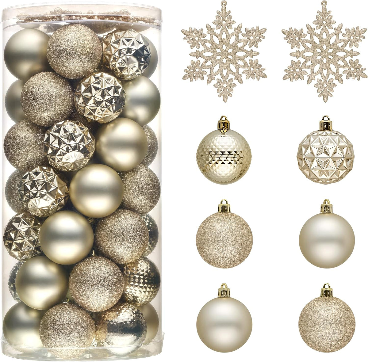 Valery Madelyn Christmas Tree Decorations Ornament Set for Fall Halloween, 50ct 2 Inches Champagne Shatterproof Christmas Ball Ornaments Hanging Xmas Holiday Party Decor