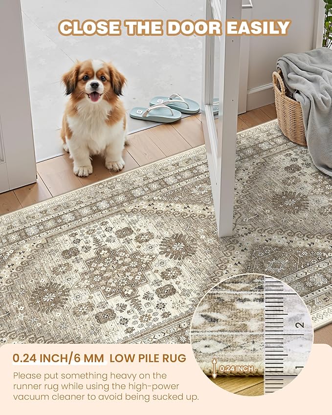 Runner Rug 2x10, Vintage Washable Rugs - Image 6