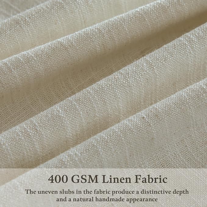 Linen Pleated Light Filtering Curtains Beige Tan 100 Inches Long | Light Tan - Image 3