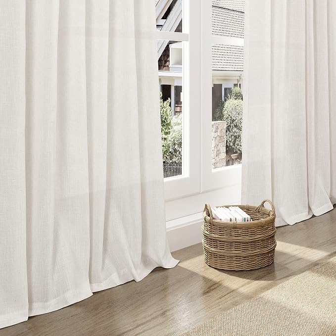 Extra Long Curtains 120 inch Length 2 Panels Set Back Tab Neutral Farmhouse - Image 6