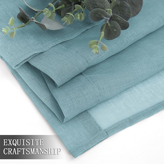 Tollpiz Short Sheer Curtains Linen Textured Bedroom Curtain Sheers Light - Image 7