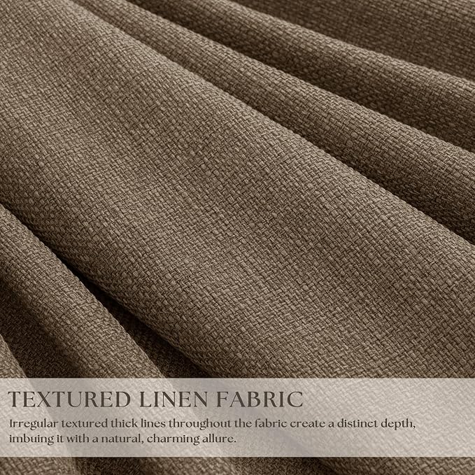 Latte 90 Inch Pinch Pleated Blackout Linen Curtains - Image 5
