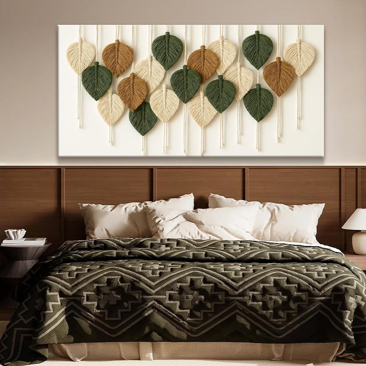 Tsomzxng Large Boho Wall Art Living Room Chic Home Wall Art Modern Multicolor Leaves Feather Canvas Wall Art Decor Picture For Bedroom Apartment Kitchen Ready To Hang 29" W X 58" L