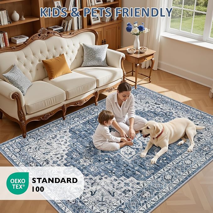 4x6 Area Rugs Living Room: Washable Vintage Rug - Image 9