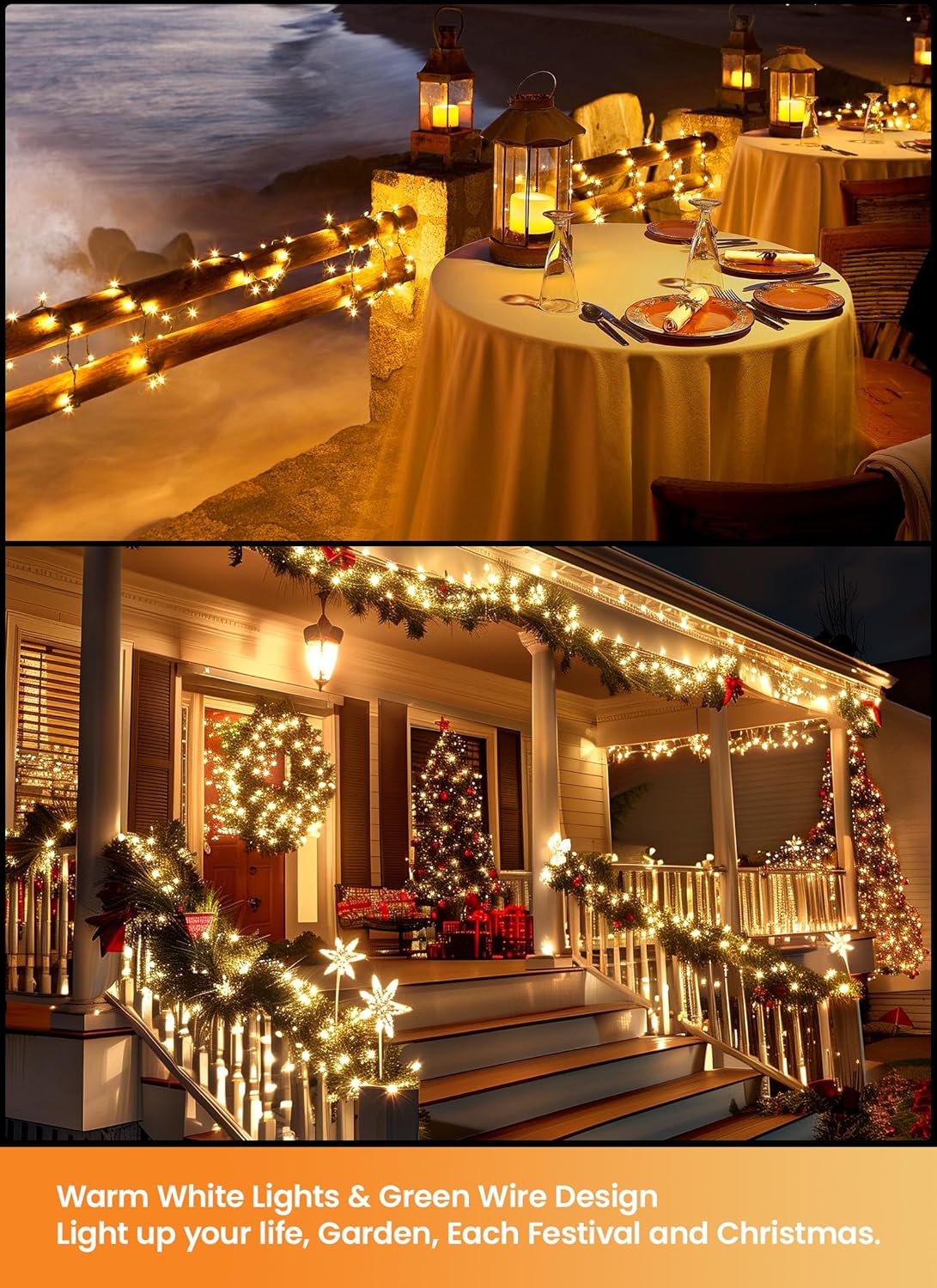Brightown LED Christmas Mini Lights, 39Feet 100 LED Clear Bulbs String Lights with 8 Light Modes, Connectable Fairy Lights Plug in for Outdoor Xmas Trees Garland Wreath Holiday Decorations, Warm White