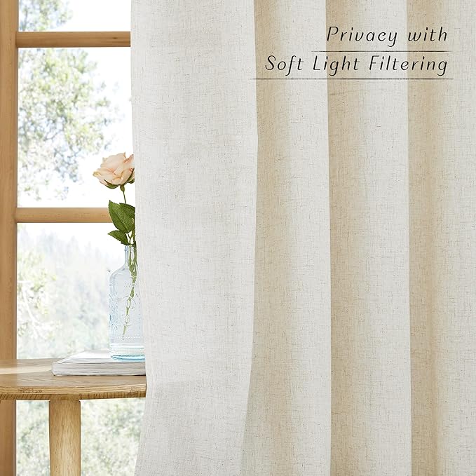 NICETOWN Natural Linen Doorway Curtains 80 inches Long, Grommet Thick Linen - Image 3