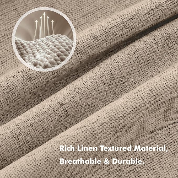 MIULEE 100% Blackout Linen Curtains 42 x 84 Inch Copper Brown 2 Panels | - Image 3