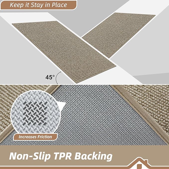 BEQHAUSE Dirt Trapper Door Mat 36" x 60", Non-Slip Washable, Light Beige | - Image 6