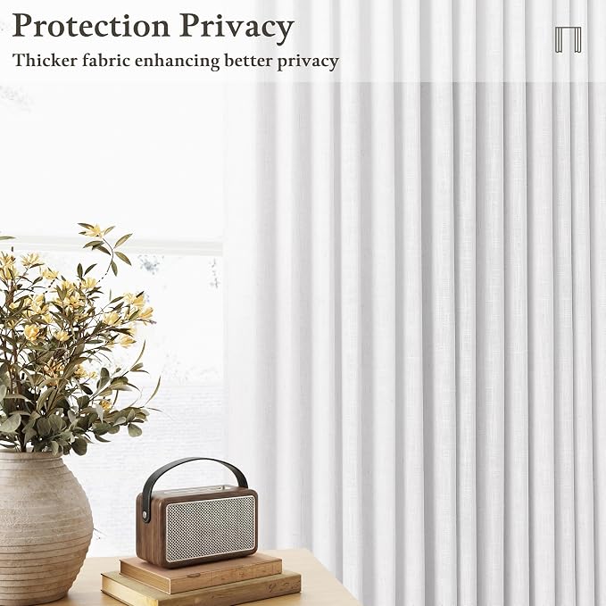 Pinch Pleated Linen Light Filtering Curtains 105 Inches Length Snow White | - Image 6