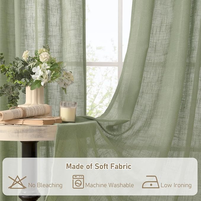 Sage Green Linen Curtains 78 Inches - Image 8