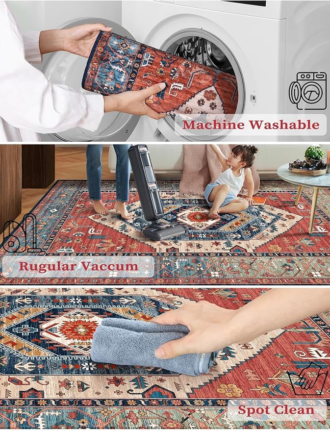 SERISSA 3x7 Washable Non Slip Boho Runner Rug - Image 2