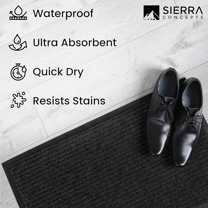 Front Door Mat, Indoor Outdoor Welcome Entryway Muddy Entrance, 48x36 Black | - Image 6