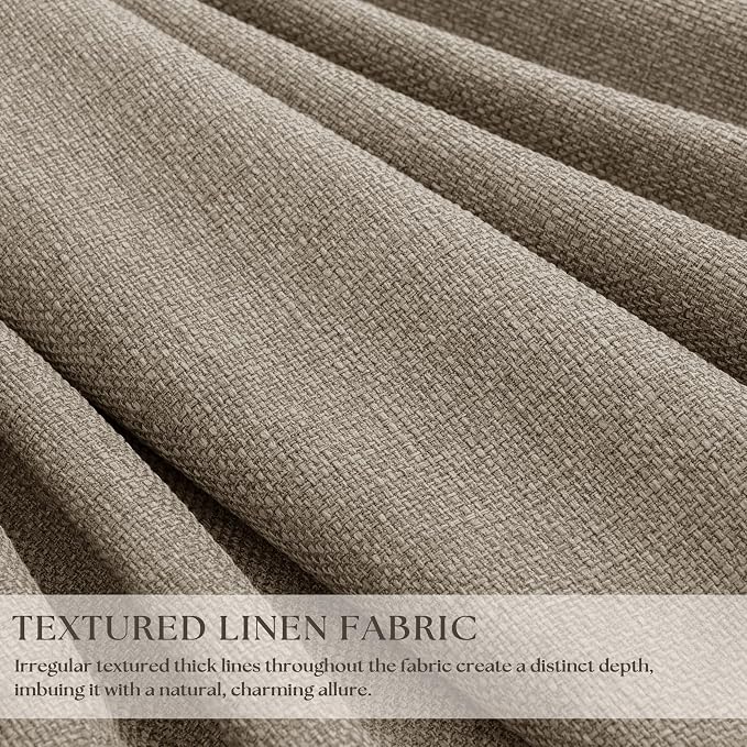 Deep Flax Greige Pleated Blackout Curtains 96 Inches Long 2 Panels | Room - Image 3