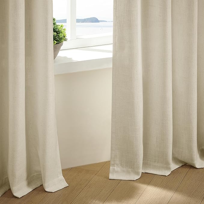 60 Inch Width 108 Inches Long Linen Pinch Pleat Curtains 1 Panel | Light - Image 9