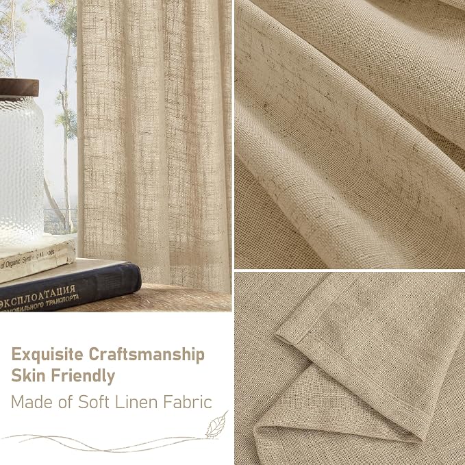 Kitchen Linen Curtains 40 Inch Length, Soft Thick Light Filtering Bronze - Image 6