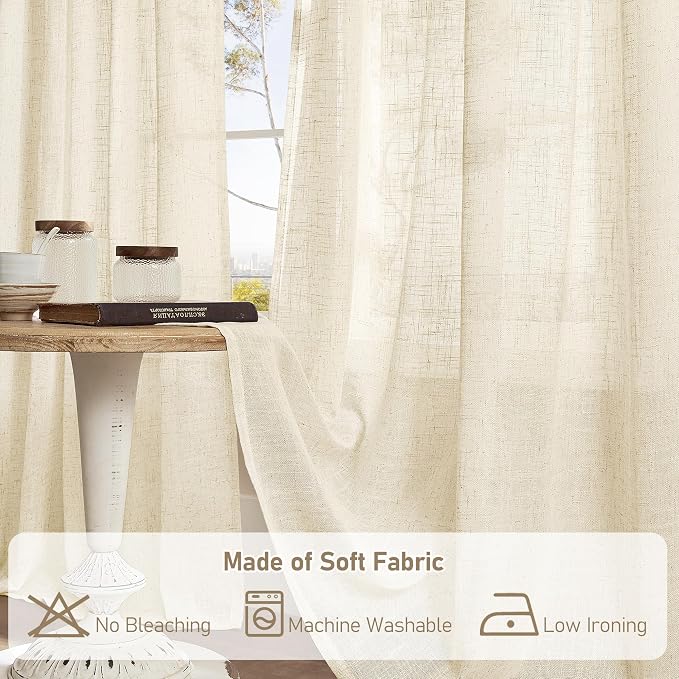 Faux Linen Window Curtains 63 inches Long - Image 8