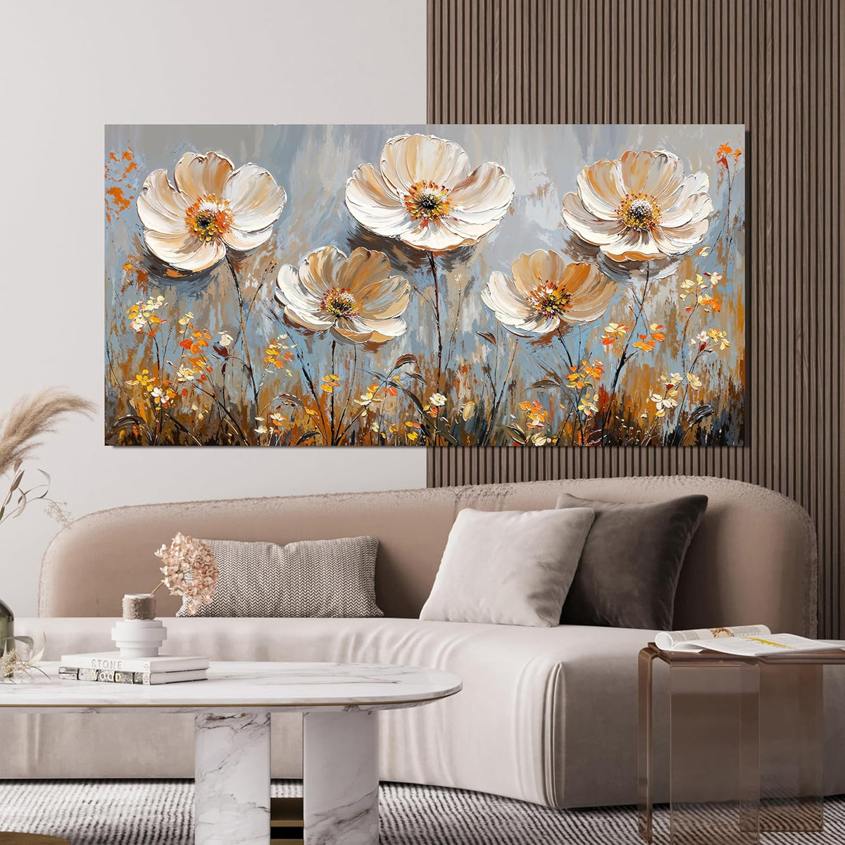 Canvas Wall Art Decor Art Work for Wall Decor Large Vintage Gold Wall Art Prints Wall Art Pictures for Living Room Nature Flower Wall Art Oversized Artwork for Walls Bedroom Office Decor 29" X 58"