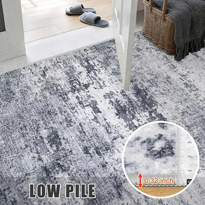 5x8 Area Rug Living Room: Modern Washable Indoor Soft Carpet Grey | - Image 6