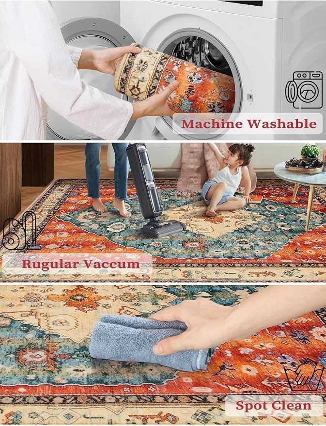 SERISSA 3x7 Washable Non Slip Boho Runner Rug - Image 3