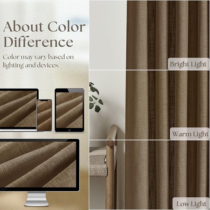 Dutch Cocoa Pinch Pleat Linen Curtains 120 Inches Long 60 Inch Wide 1 Panel | - Image 5