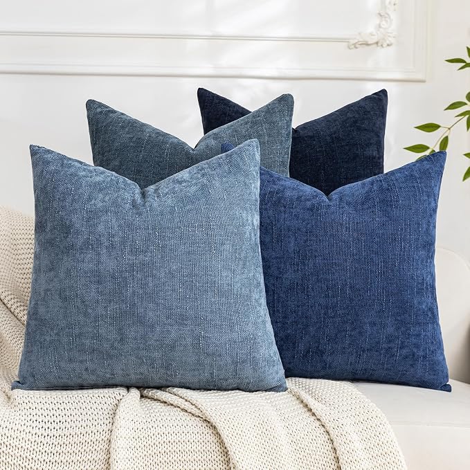 Set of 4 Soft Textured Decorative Throw Pillow Covers 18x18 Inch Cozy Farmhouse by Cozoomy