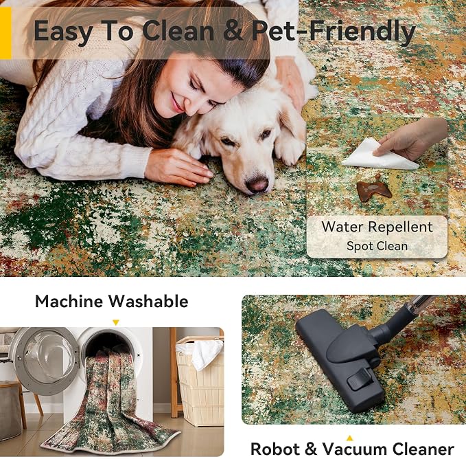 RELEANY Washable Round 4ft Area Rug - Image 4