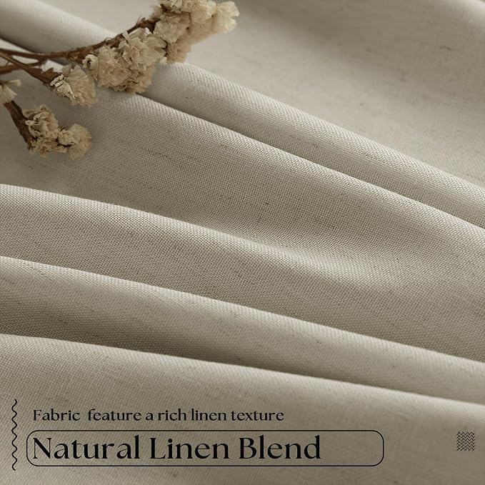 Burlywood Birch 100% Black Out Pinch Pleat Linen Curtains 100 Inches Long | - Image 2
