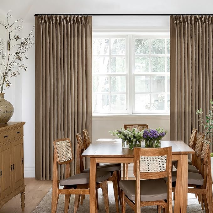 Dutch Cocoa Pinch Pleated 90 Inch Light Filtering Linen Curtains | Semi Sheer - Image 6