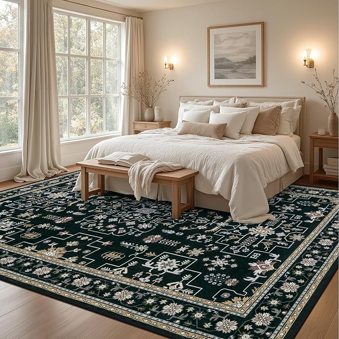 8x10 Area Rugs Living Room: Washable Vintage Rug - Image 4