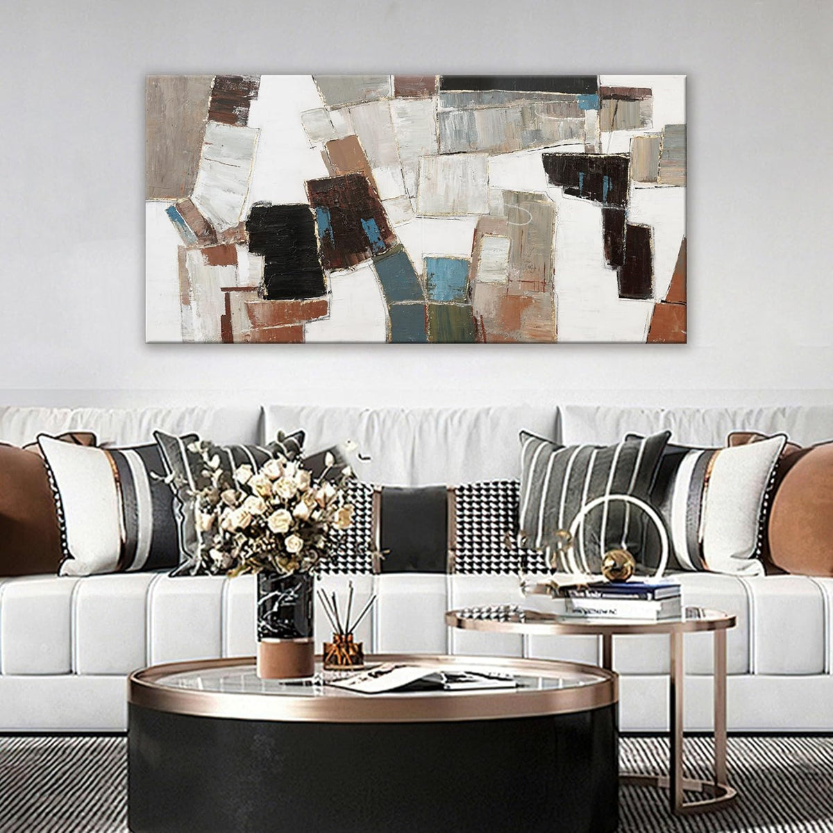 Dimpaga Abstract Canvas Wall Art Modern Wall Art Decor Pictures Wall Decor Minimalist Geometric Line Artwork for Walls Textured Wall Art Prints 20"X40" For Room Living Room Bedroom Office Wall Decor
