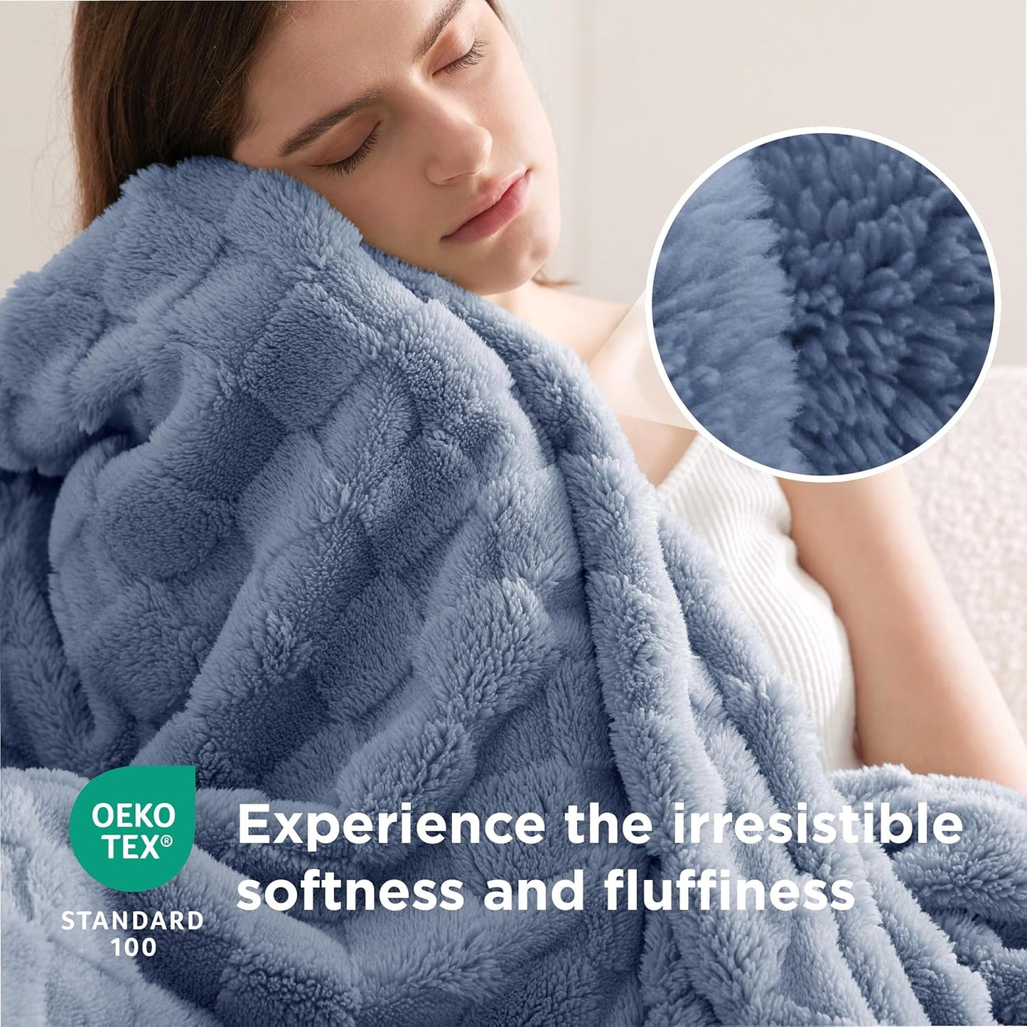 Bedsure GentleSoft Ashley Blue Twin XL Blanket for Bed - Super Soft Cozy Fleece Blankets for Women, Cute Throws for Girls, Dorm Room Essentials for Girls Teens Back to School, 66x90 Inches