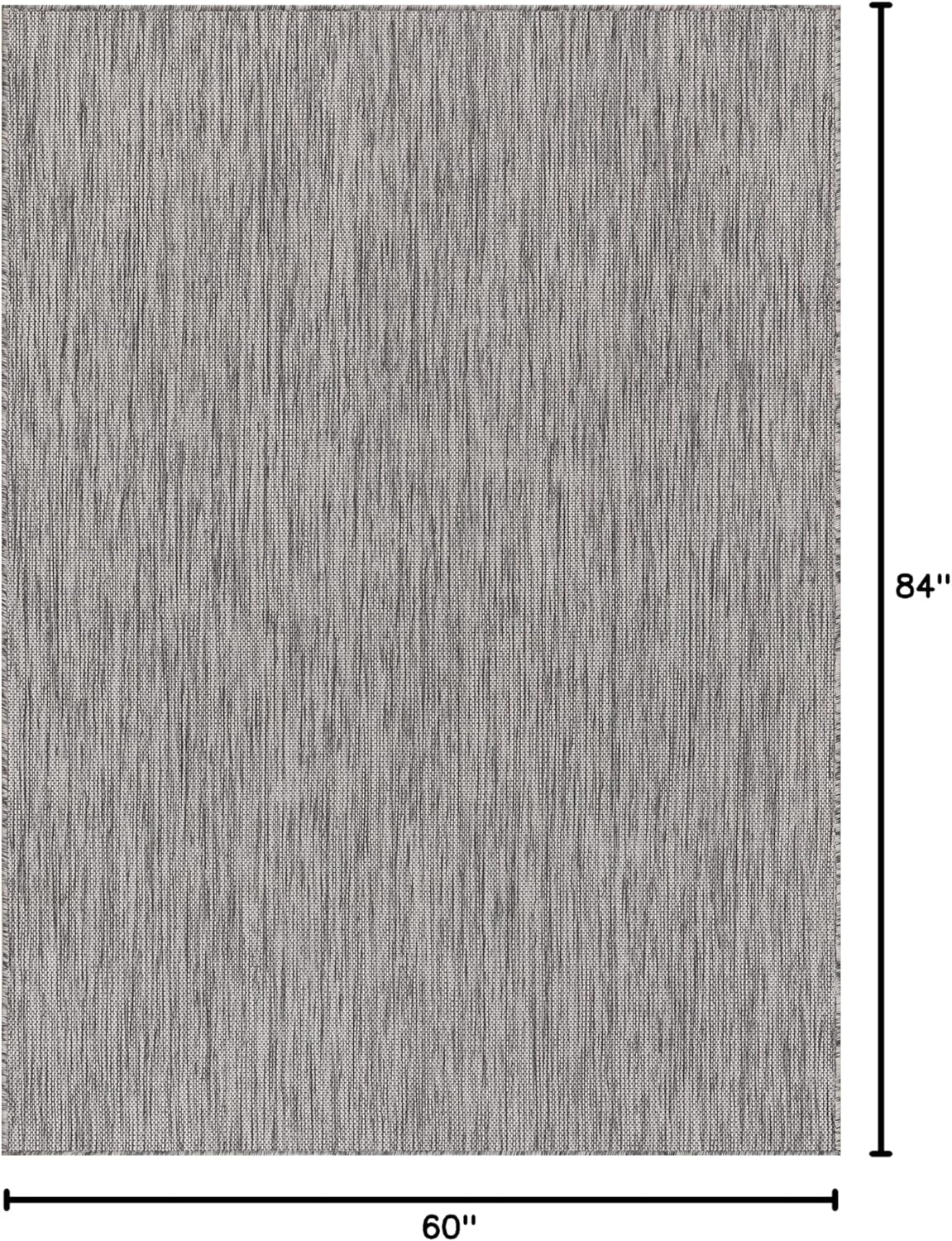 Washable Indoor Outdoor Rug 5x7 Weather Resistant Area Rugs Modern Solid for Porch Deck Balcony Backyard Patio Outside Carpet (5 X 7 Silver Grey)