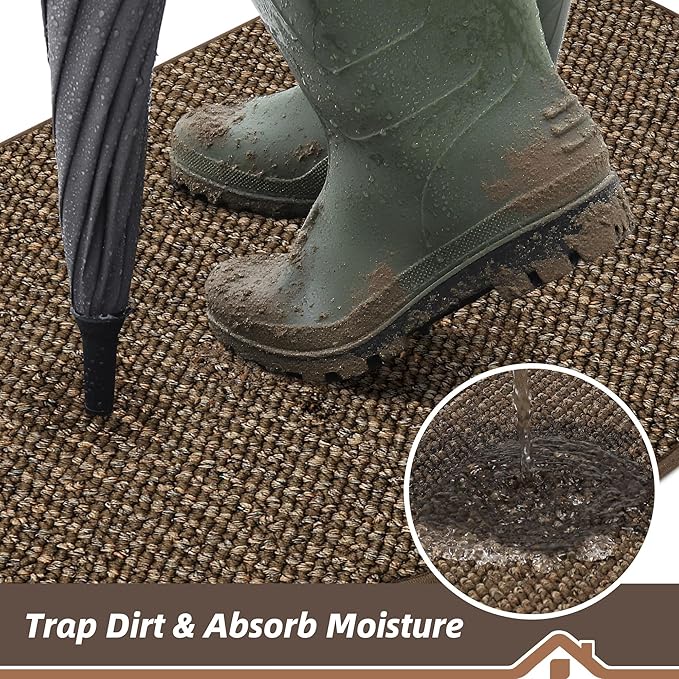BEQHAUSE Dirt Trapper Door Mat 24" x 36" Half Circle Non Slip Rugs, Absorbent - Image 3