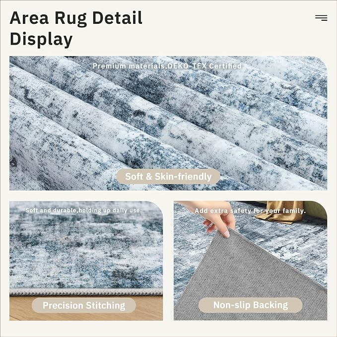 Soalmost Abstract 4x6 Area Rug Washable Rugs - Image 6