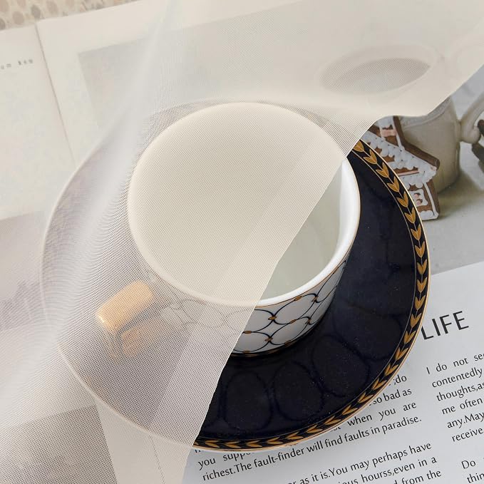 Chyhomenyc Cream Sheer Curtains 63 Inches Long 2 Panels Set | Light Filtering - Image 2