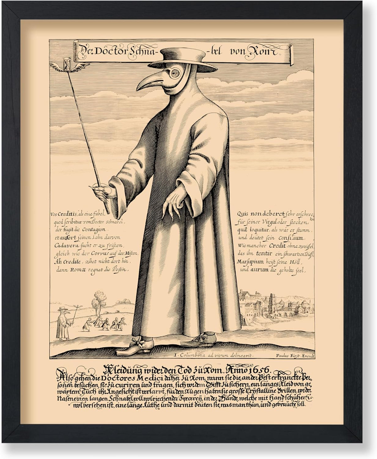 Poster Master Vintage Doctor Schnabel from Rome Poster - Retro Plague Doctor Print - Medieval Art - Gift for Men & Women - Great Wall Decor for Dorm, Living Room or Bedroom - 11x14 UNFRAMED Wall Art