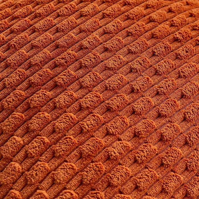 Set of 4 Burnt Orange Decorative Throw Pillow Covers 20x20 Inch Corduroy Pillow - Image 5