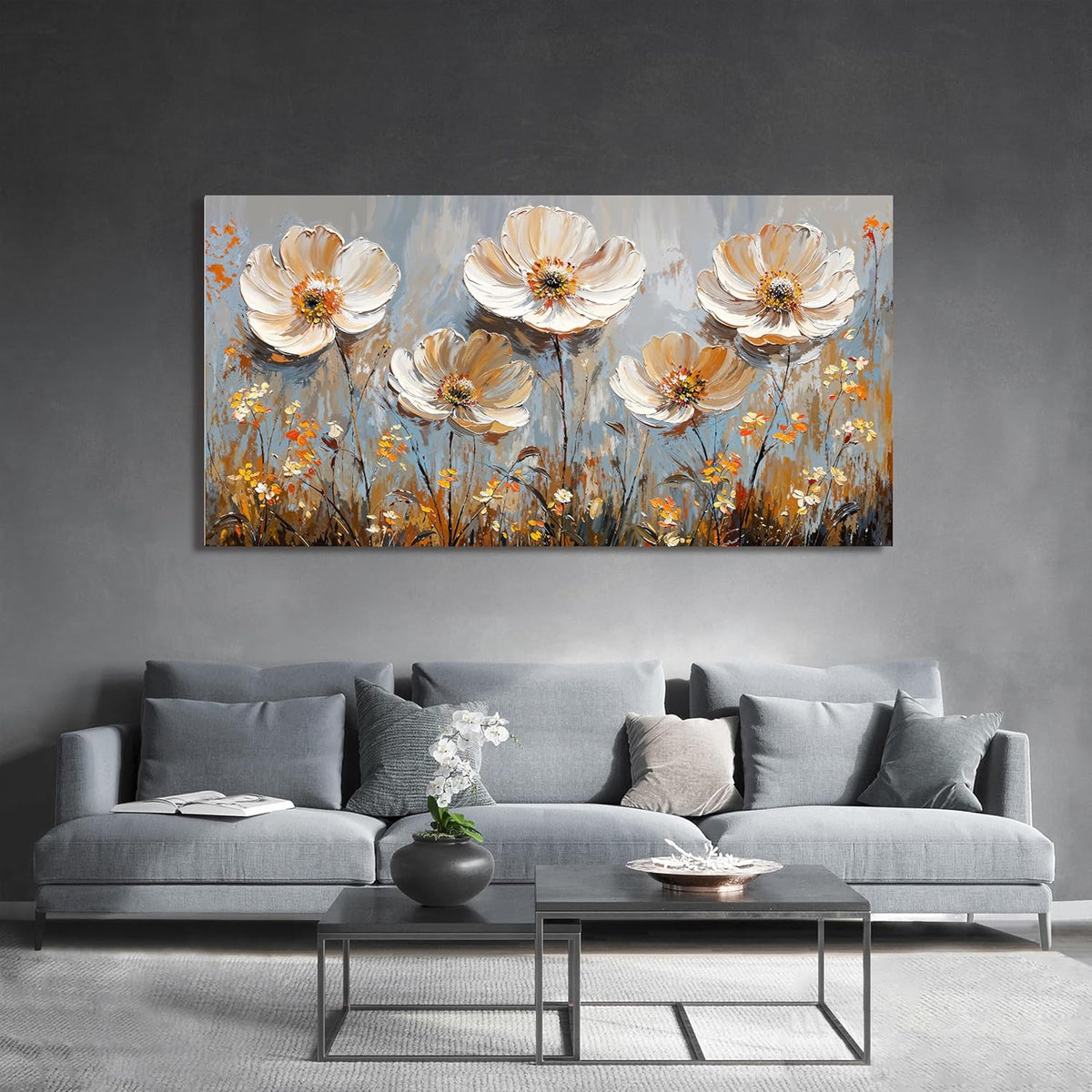 Canvas Wall Art Decor Art Work for Wall Decor Large Vintage Gold Wall Art Prints Wall Art Pictures for Living Room Nature Flower Wall Art Oversized Artwork for Walls Bedroom Office Decor 29" X 58"