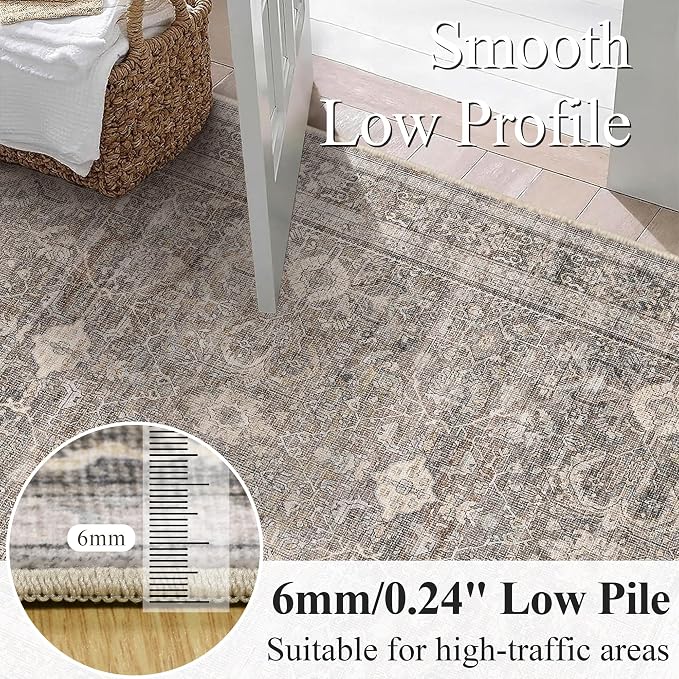 Schweek 6x9 Area Rug Washable Neutral Rug Non Slip - Image 4