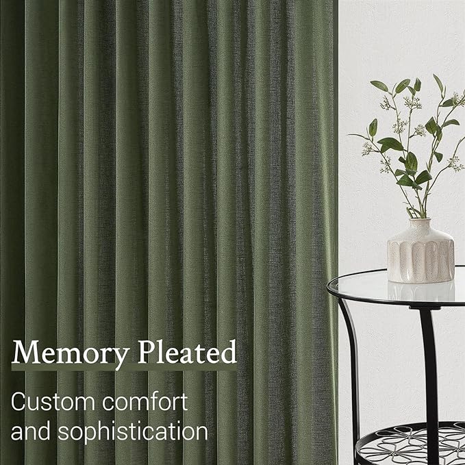 Topfinel Olive Green Pinch Pleated Curtains 105 Inch Length 2 Panels - Image 4