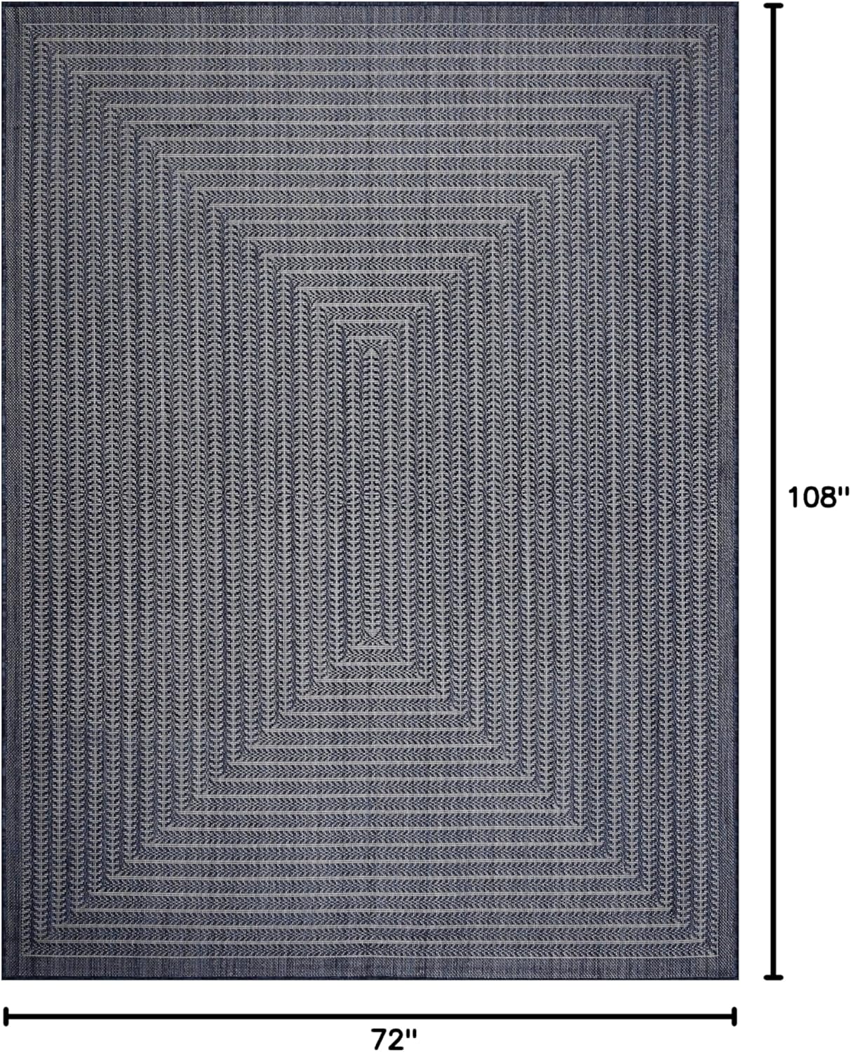Adiva Rugs Outdoor Indoor Area Rug, Weather Resistant, Easy to Clean, Stain Resistant Floor Mat for Dining Room, Backyard, Deck, Patio (Navy Weiss, 6' x 9')