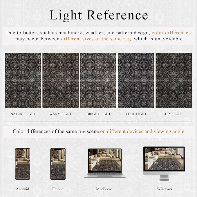 Schweek 2x5 Runner Rug Washable Vintage Non Slip Black Floral Hallway Rugs | - Image 6
