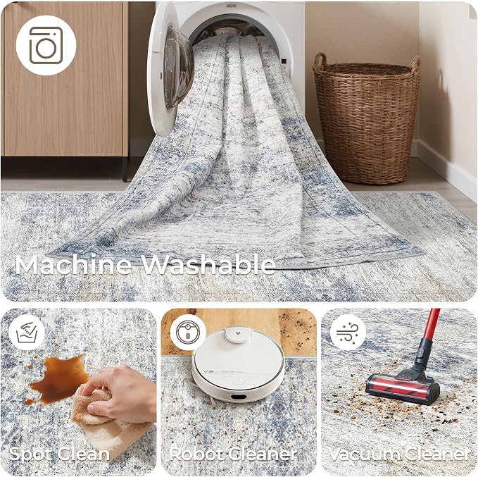 8x10 Area Rugs for Living Room, Large Washable Rug, Dining Room, Low Pile - Image 8