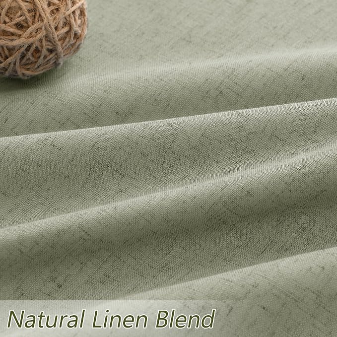 Sage Green 100% Blackout Linen Curtains 92 Inch Length 2 Panels Set - Image 3