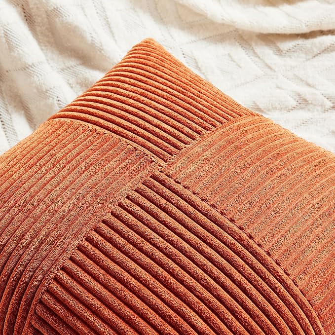 Fancy Homi Set of 2 Burnt Orange Lumbar Decorative Throw Pillow Covers 16x28 - Image 3